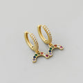 Pendientes de oro laminado con colgante de arcoíris de Zirconia Retro al por mayor
