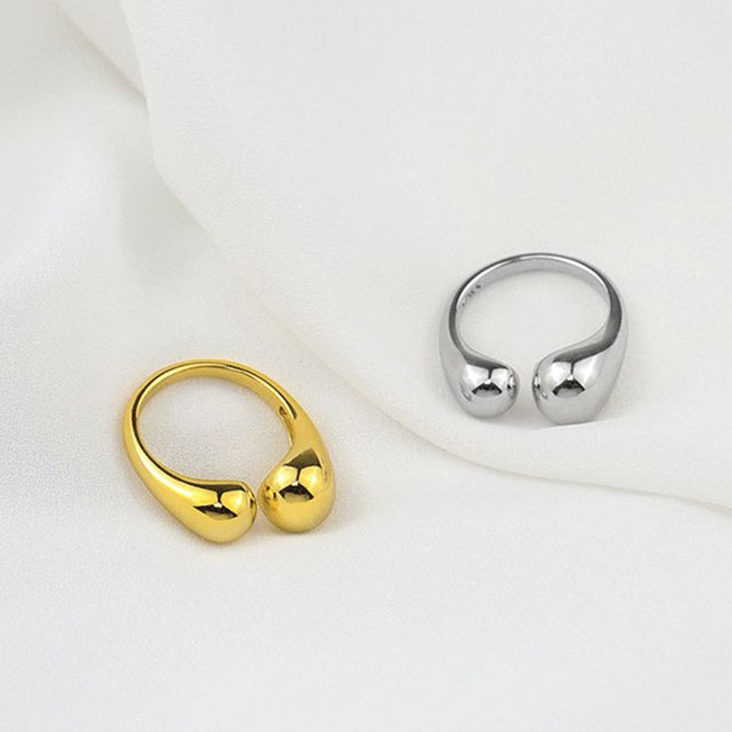 Nuevo anillo de moda europeo y americano diseño simple anillo de apertura de gota de agua al por mayor