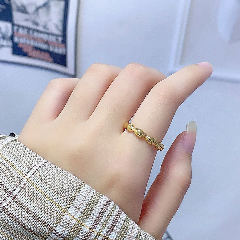 Versión coreana del diseño de anillo en forma de oliva sentido geométrico anillo abierto al por mayor
