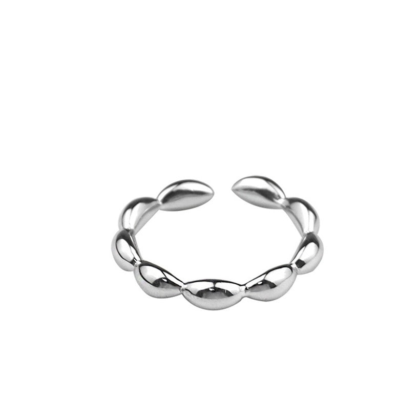 Versión coreana del diseño de anillo en forma de oliva sentido geométrico anillo abierto al por mayor