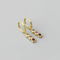 Pendientes de oro laminado con aro de gota de circón tricolor retro al por mayor
