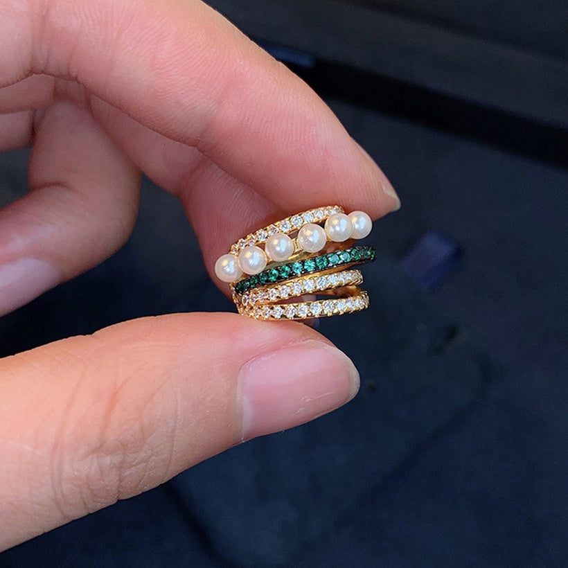 Clips de oreja europeos y americanos sin clips de hueso de oreja de circón de perla perforada