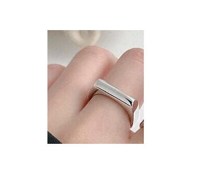 Anillo abierto de bisel de personalidad simple de anillo brillante plano de moda coreana