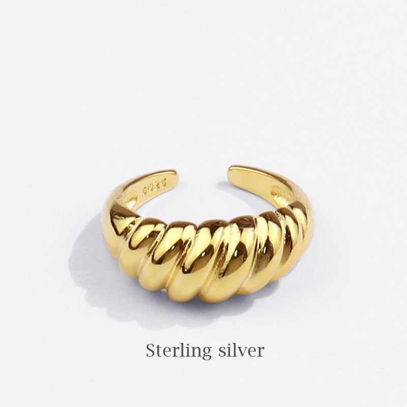 Nuevo diseño de anillo de sarga anillo abierto salvaje de moda croissant