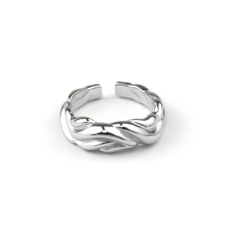 Anillo de dedo índice de patrón de onda de moda coreana anillo de apertura geométrica de diseño simple