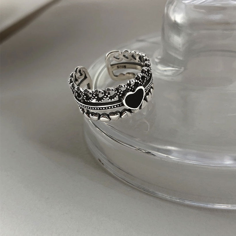 Anillo de corazón de amor abierto Mujer Diseño de interés especial Moda de lujo asequible Moda de temperamento de alto grado retro personalizada refinada