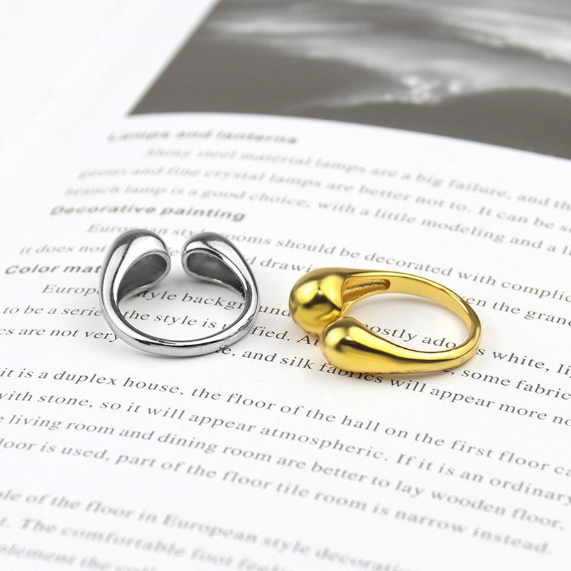 Nuevo anillo de moda europeo y americano diseño simple anillo de apertura de gota de agua al por mayor