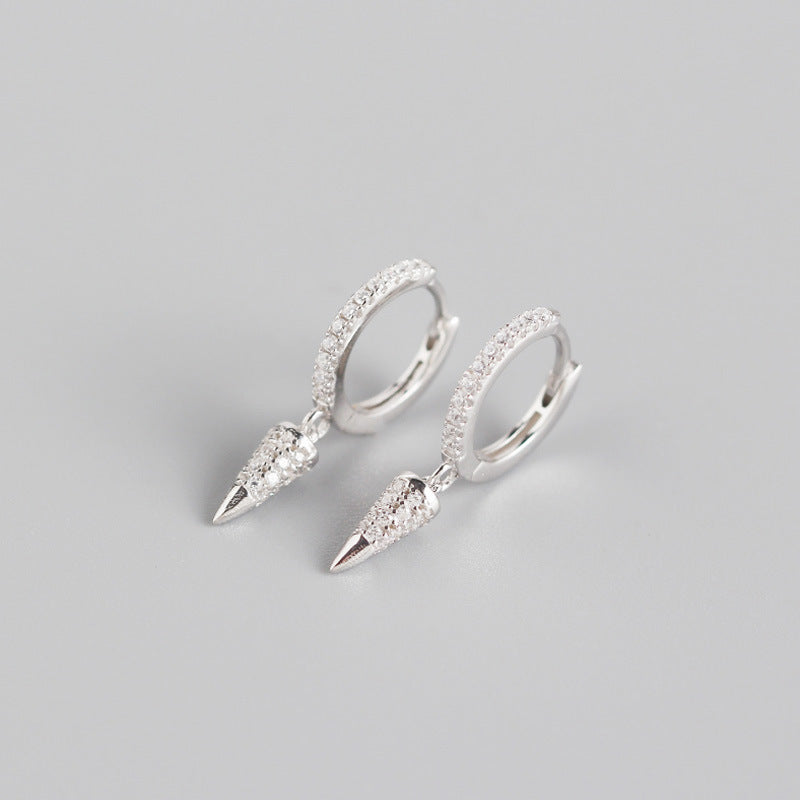 Pendientes de temperamento de moda personalizados con hebilla de oreja de diamante cónico geométrico nuevo 2021