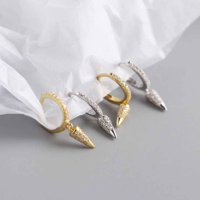 Pendientes de temperamento de moda personalizados con hebilla de oreja de diamante cónico geométrico nuevo 2021
