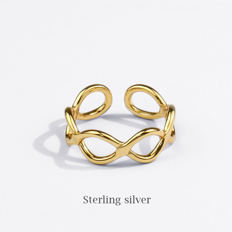 Anillo abierto geométrico con sentido de diseño de nicho de anillo hueco con personalidad coreana