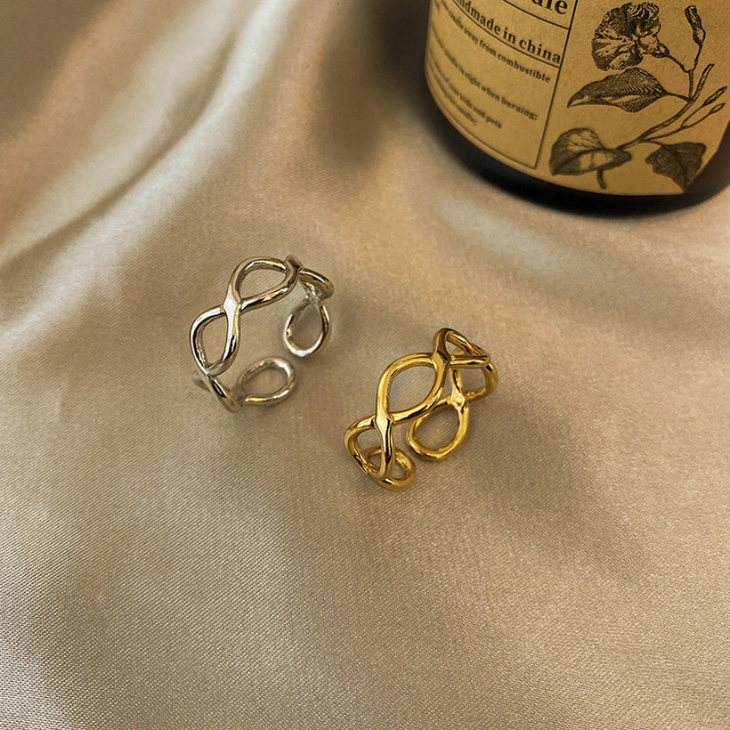 Anillo abierto geométrico con sentido de diseño de nicho de anillo hueco con personalidad coreana