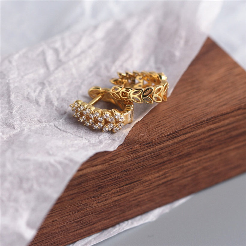 2021 nuevos pendientes de trigo de diamante completo Lux de entrada europea y americana, pendientes de plata con Clip de oreja de alta calidad salvaje para mujer