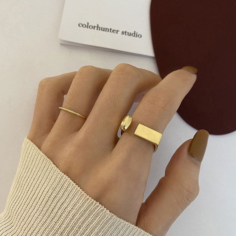 Anillo de apertura geométrica en forma de U simple anillo de dedo índice sexy de moda