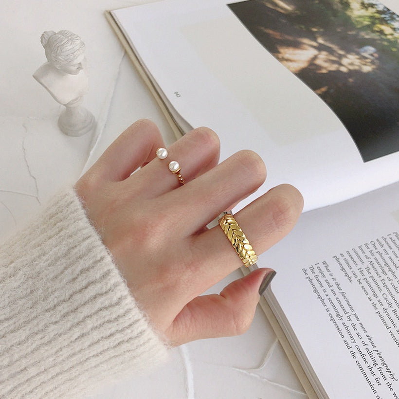 2021 nuevo anillo de cadena tejido exquisito para mujer moda estilo Simple diseño de nicho abierto índice dedo anillo de moda