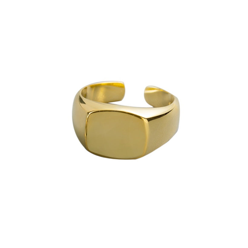Anillo de moda Simple en Europa y América anillo ajustable de apertura cuadrada de superficie de paisaje Simple generoso y personalizado clásico