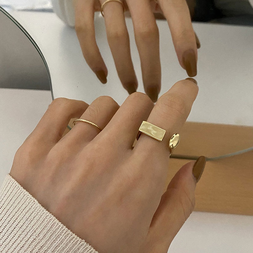 Anillo de apertura geométrica en forma de U simple anillo de dedo índice sexy de moda