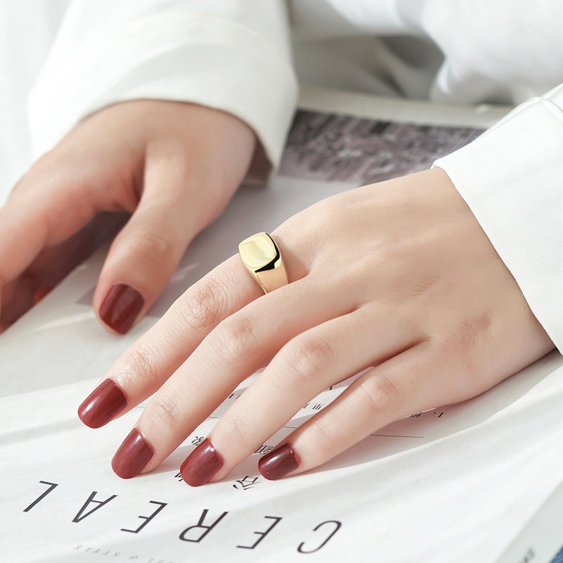 Anillo de moda Simple en Europa y América anillo ajustable de apertura cuadrada de superficie de paisaje Simple generoso y personalizado clásico