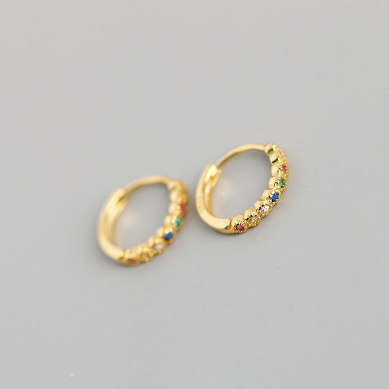 Pendientes de oro laminado de circón de color mezclado al por mayor