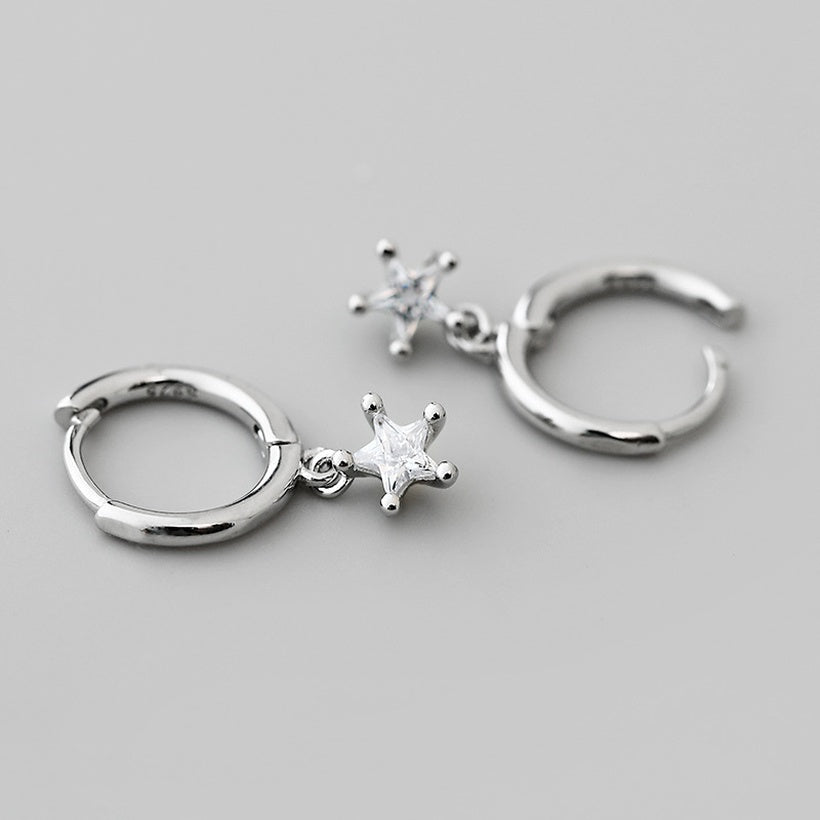 Pendientes de oro laminado con colgante de estrella de Zirconia Retro al por mayor