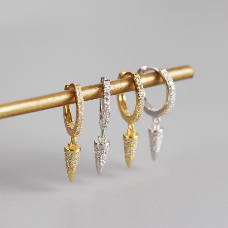 Pendientes de temperamento de moda personalizados con hebilla de oreja de diamante cónico geométrico nuevo 2021