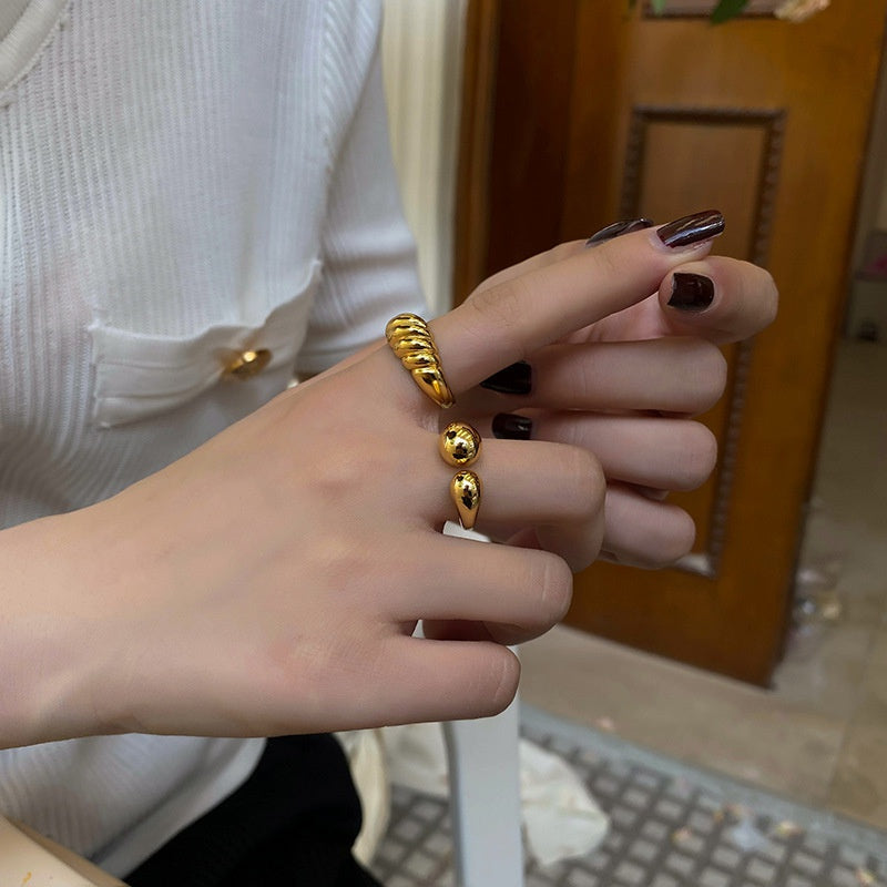Nuevo diseño de anillo de sarga anillo abierto salvaje de moda croissant