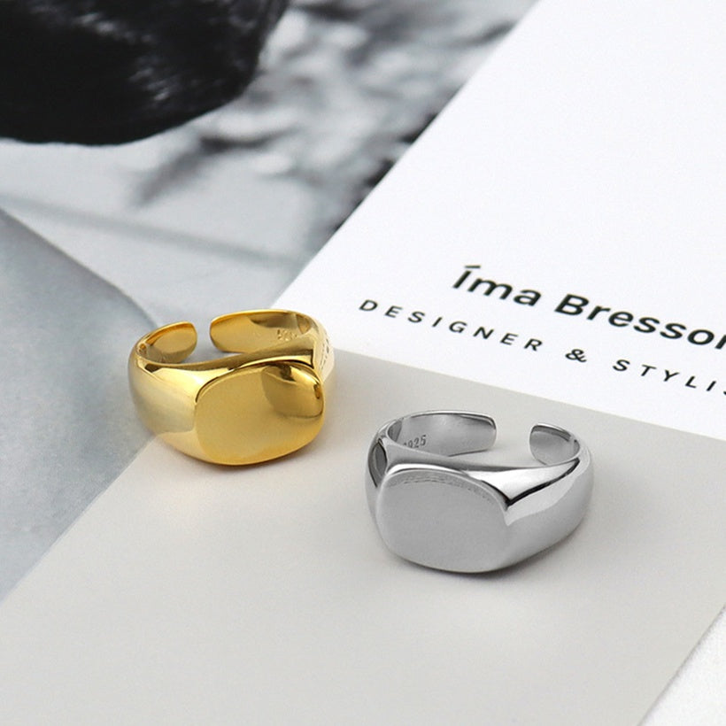 Anillo de moda Simple en Europa y América anillo ajustable de apertura cuadrada de superficie de paisaje Simple generoso y personalizado clásico