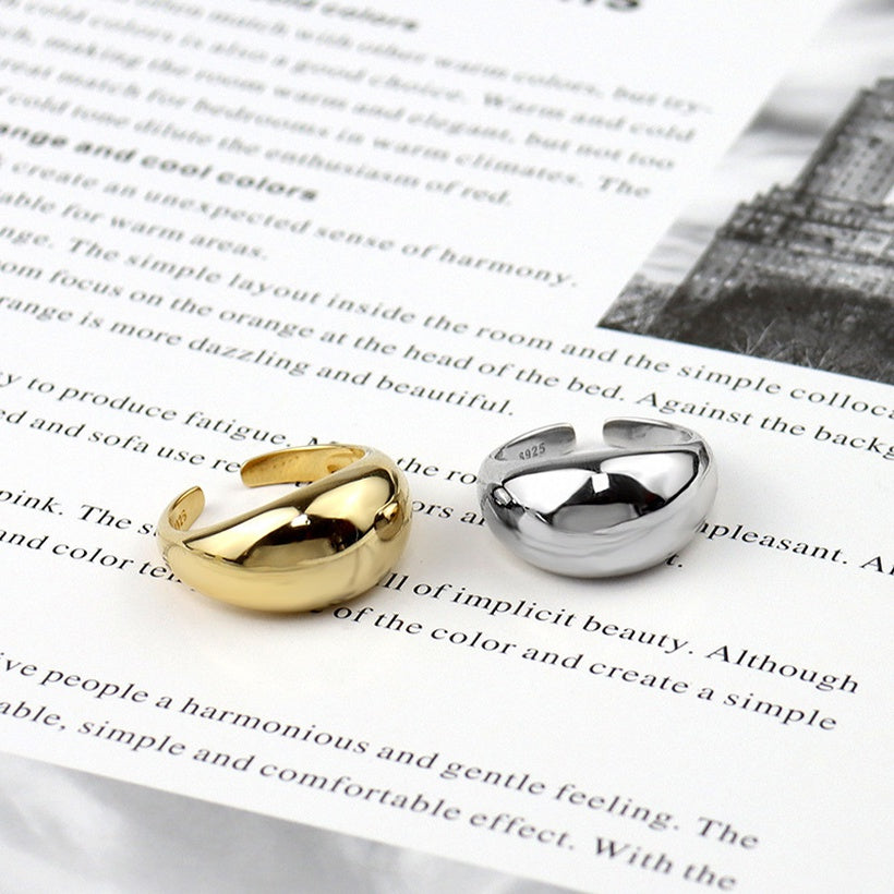 anillo simple liso simple moda creativa apertura geométrica anillo de oro laminado de temperamento ajustable