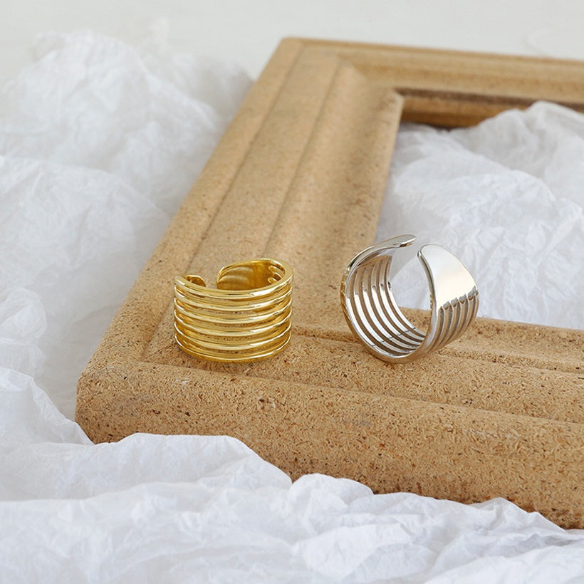 Anillo de bobinado multicapa coreano, línea de moda, anillo de comida, anillo de apertura de personalidad