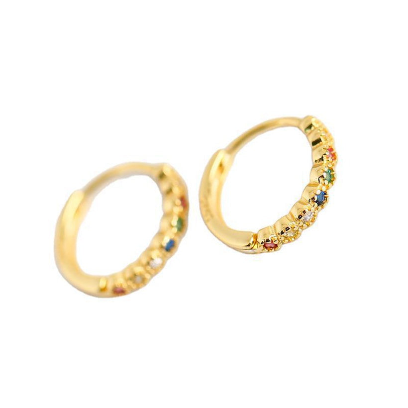 Pendientes de oro laminado de circón de color mezclado al por mayor