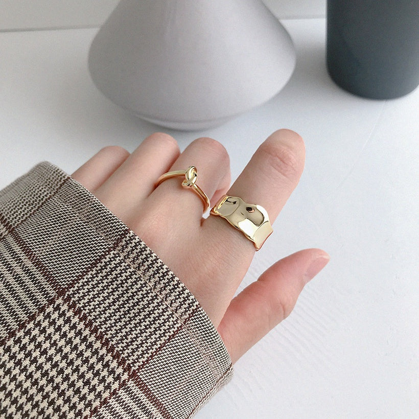Anillo de moda europeo y americano nuevo anillo abierto cóncavo irregular