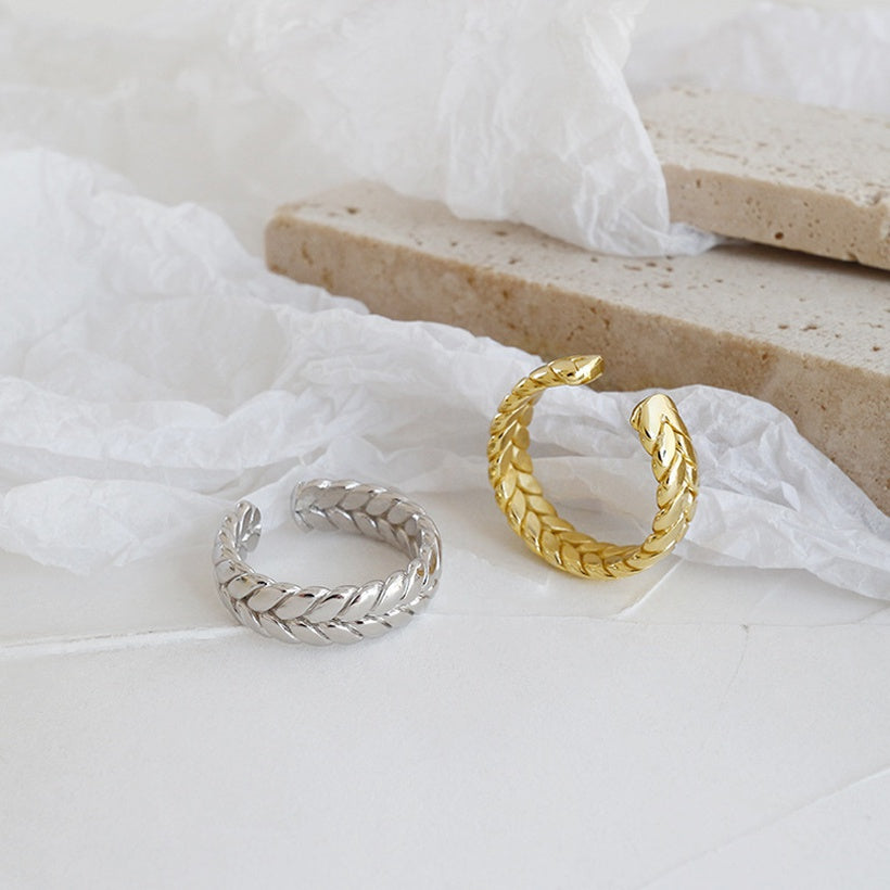 2021 nuevo anillo de cadena tejido exquisito para mujer moda estilo Simple diseño de nicho abierto índice dedo anillo de moda