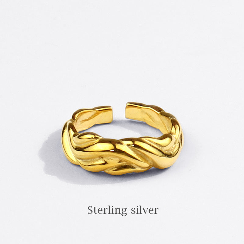 Anillo de dedo índice de patrón de onda de moda coreana anillo de apertura geométrica de diseño simple