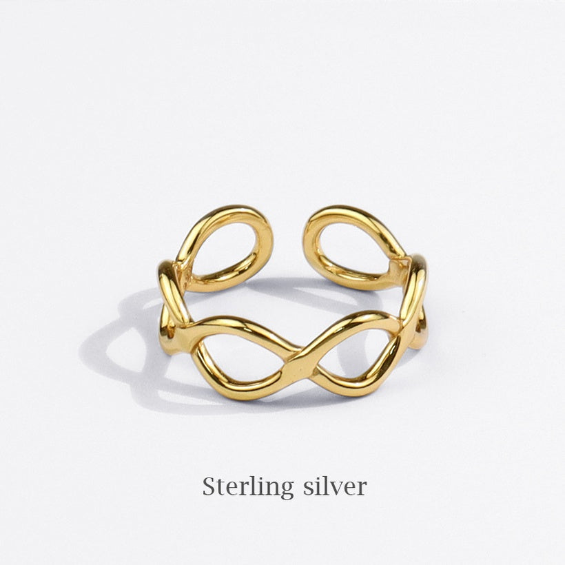 Anillo abierto geométrico con sentido de diseño de nicho de anillo hueco con personalidad coreana
