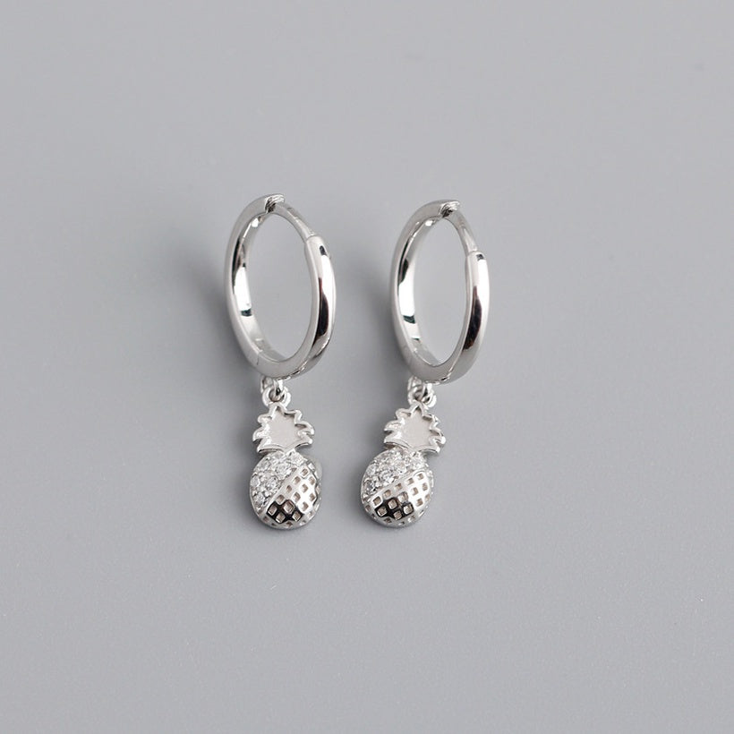 2021 Nuevo clip de oreja transfronterizo europeo y americano Moda de lujo asequible Diamond PineappleShaped J Moda Pendientes de botón simples Accesorios de clip de oreja