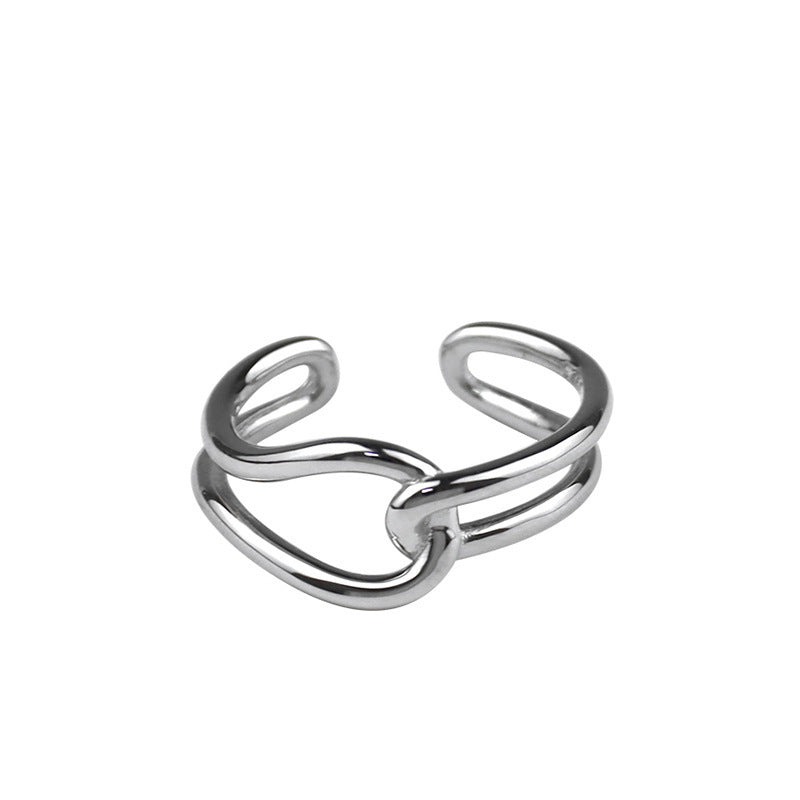 Versión coreana del anillo cruzado de moda femenina anillo de bobinado allmatch anillo de personalidad de doble capa