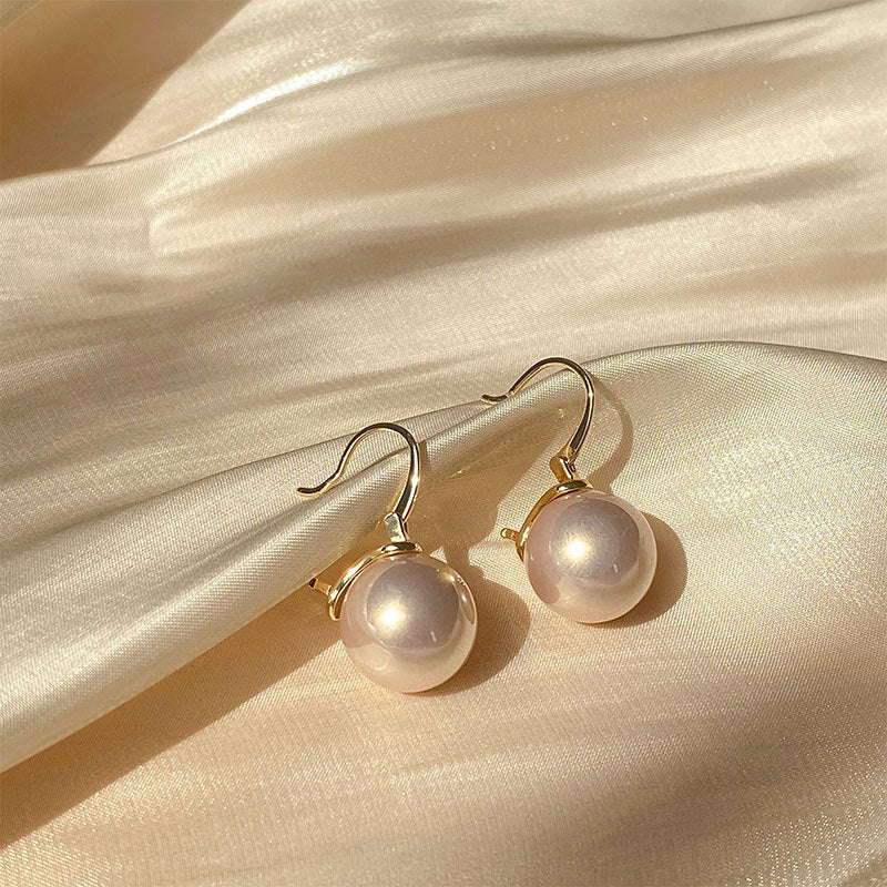 Pendientes grandes de perlas, pendientes coreanos con gancho para la oreja, pendientes de temperamento, joyería para las orejas