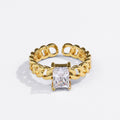 Anillo de circón de cadena de oro francés anillo de dedo índice de apertura de temperamento simple