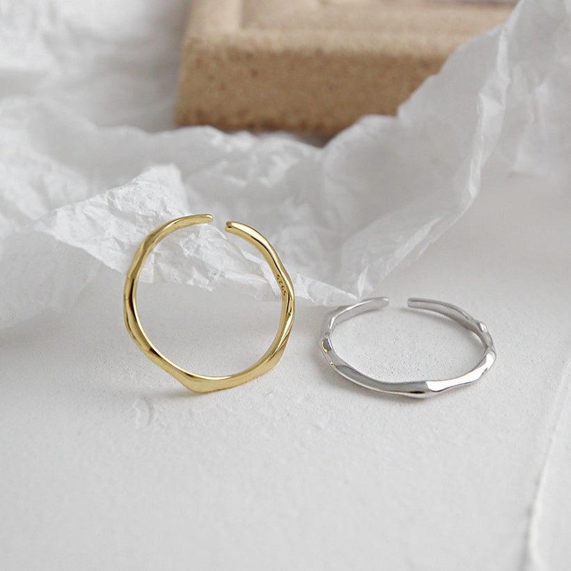 Estilo coreano Irregular Sexo opuesto Onda que fluye Anillo delgado Minimalista Ins Paisaje frío Superficie Anillo abierto para mujeres