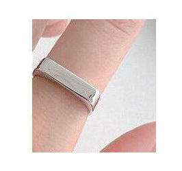 Anillo abierto de bisel de personalidad simple de anillo brillante plano de moda coreana