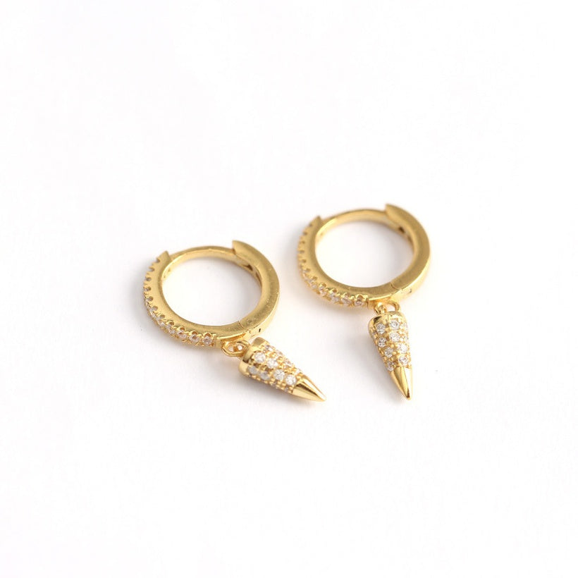 Pendientes de temperamento de moda personalizados con hebilla de oreja de diamante cónico geométrico nuevo 2021