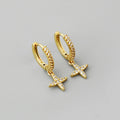 Pendientes de oro laminado con colgante de estrella cruzada brillante a la moda al por mayor