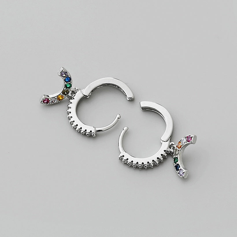 Pendientes de oro laminado con colgante de arcoíris de Zirconia Retro al por mayor