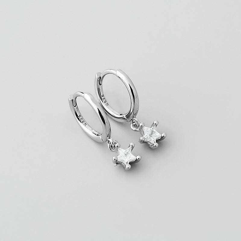 Pendientes de oro laminado con colgante de estrella de Zirconia Retro al por mayor