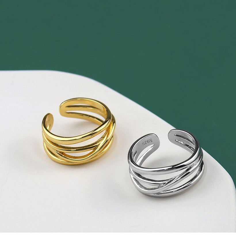 Nuevo anillo coreano de línea multicapa, accesorios de estilo simple, anillo de dedo índice geométrico con personalidad