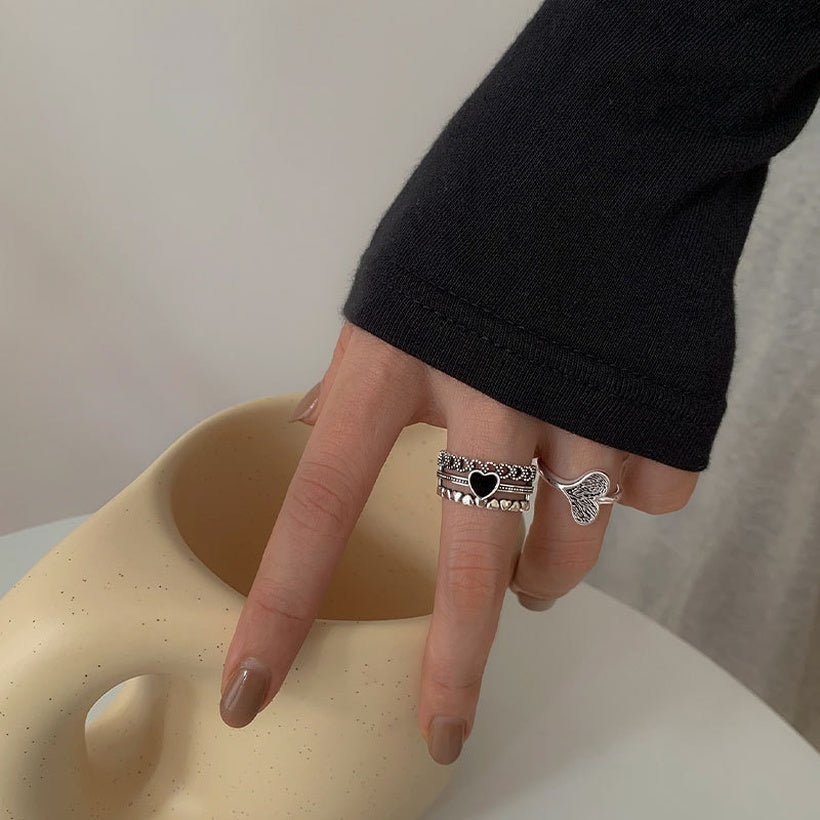 Anillo de corazón de amor abierto Mujer Diseño de interés especial Moda de lujo asequible Moda de temperamento de alto grado retro personalizada refinada