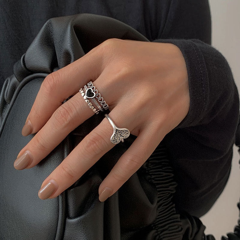 Anillo de corazón de amor abierto Mujer Diseño de interés especial Moda de lujo asequible Moda de temperamento de alto grado retro personalizada refinada