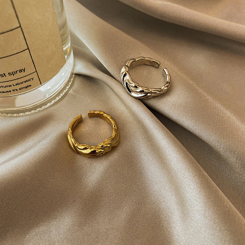 Anillo de dedo índice de patrón de onda de moda coreana anillo de apertura geométrica de diseño simple