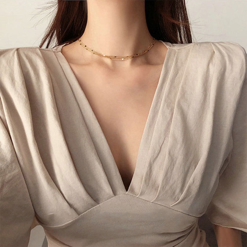 Collar simple de Corea del Sur, collar multicapa, temperamento de personalidad, cadena corta de clavícula