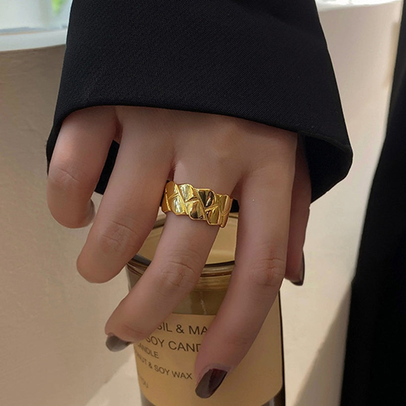 Versión coreana del nuevo anillo de oro laminado abierto cuadrado de moda de diamante creativo al por mayor