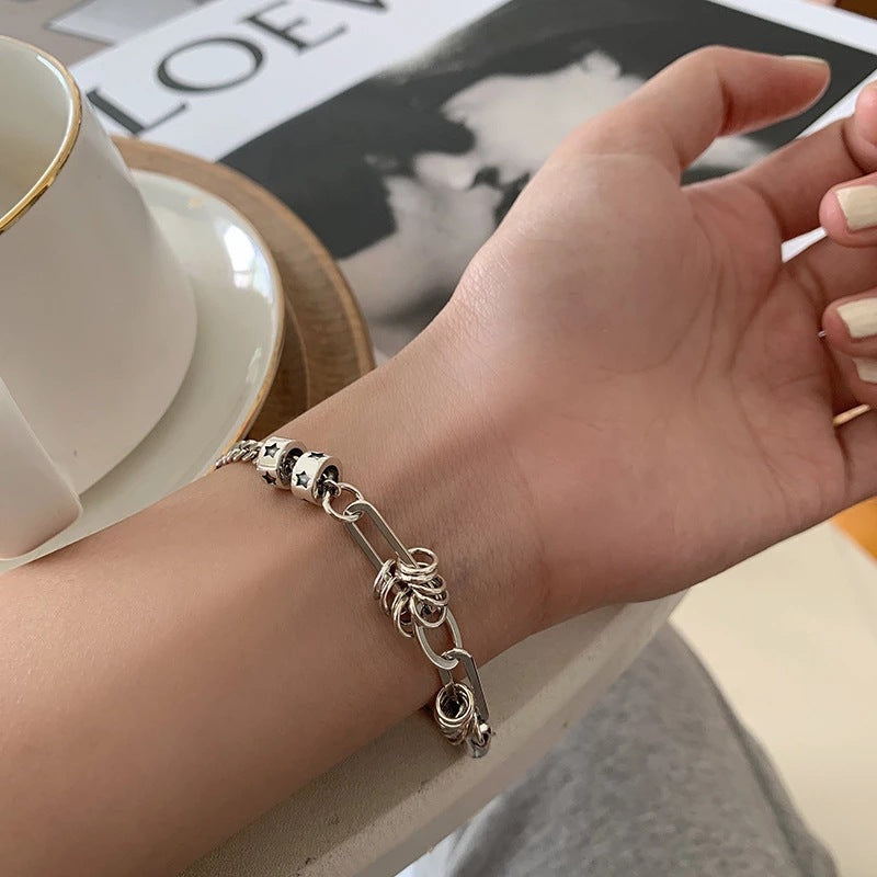 2021 nuevo lingote Retro corazón desgastado pulsera mujer Ins SpecialInterest diseño redondo marca estudiante estilo frío Simple